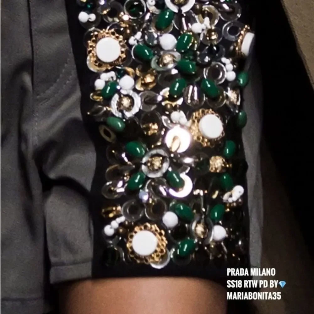 Prada $1980 Runway Embroidered Drill Shorts 38